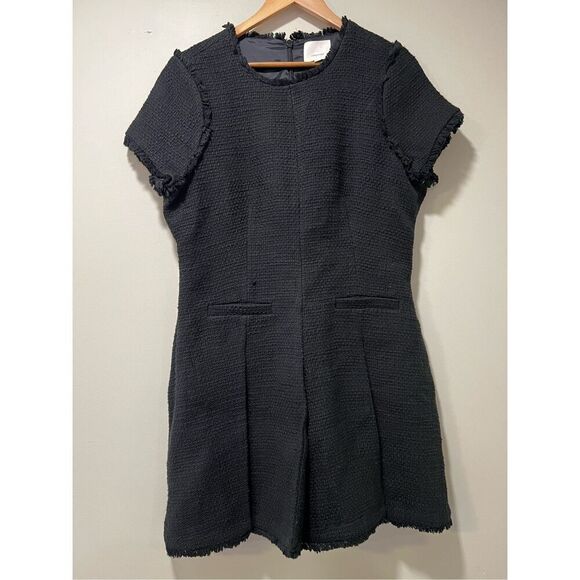 Cinq à Sept Women's Black Nova Tweed Short Sleeve Fit & Flare Dress Size 14 NWOT - Picture 5 of 11